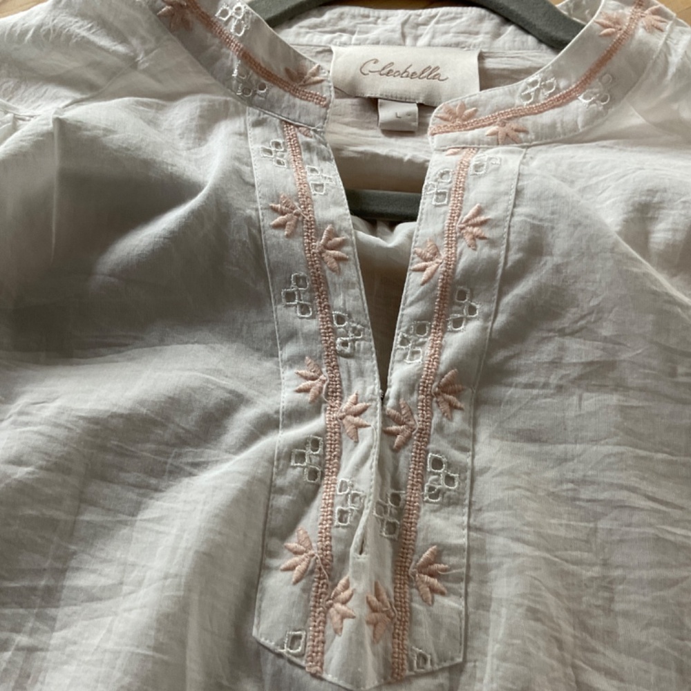 Cleobella White and Pink Embroidered Blouse - Picture 5 of 6